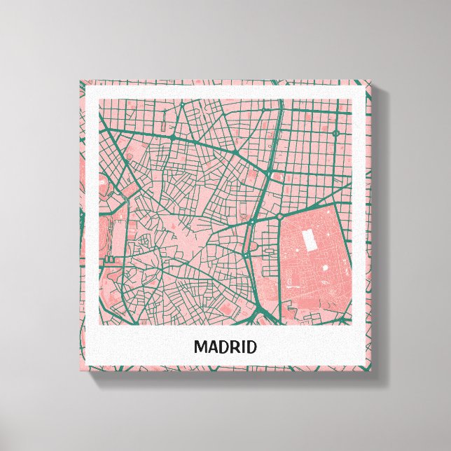 Lienzo map minimalist Madrid - Rosa-verde Canvas Print (Front)