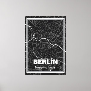 Lienzo minimalist map Berlin - Black-white Canvas Print