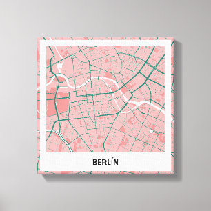 Lienzo minimalist map Berlin - Rosa-green Canvas Print