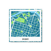 Lienzo minimalist map Bilbao Blue-Green