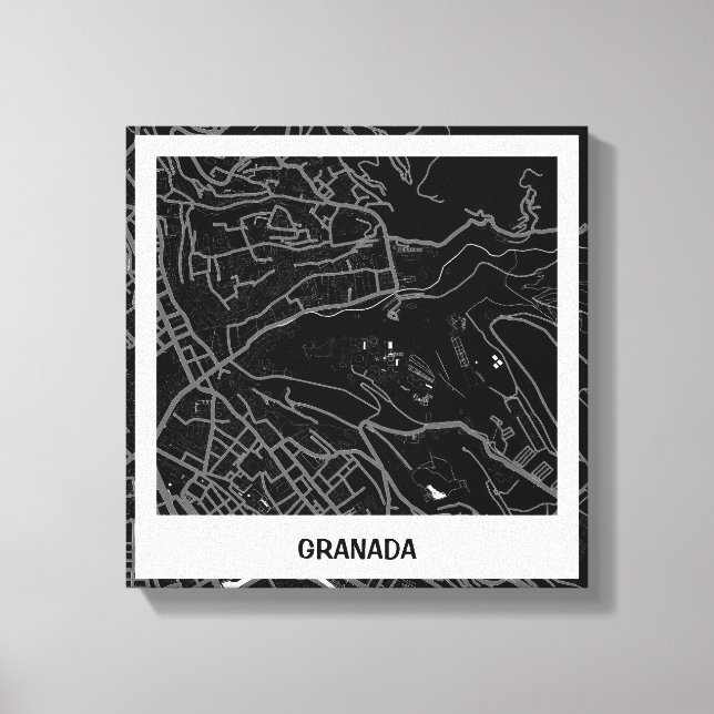 Lienzo minimalist map Grenada - Black-white Canvas Print (Front)