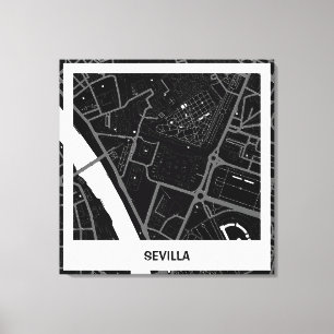 Lienzo minimalist map Sevilla - Black-white Canvas Print