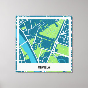 Lienzo minimalist map Sevilla - Blue-Green Canvas Print