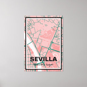 Lienzo minimalist map Sevilla - Rosa-verde Canvas Print