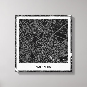 Lienzo minimalist map Valencia - Black-white Canvas Print