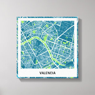 Lienzo minimalist map Valencia - Blue-Green Canvas Print