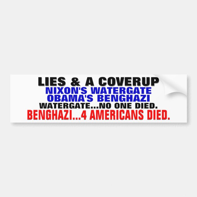 LIES & A COVERUP... OBAMA'S BENGHAZI BUMPER STICKER (Front)