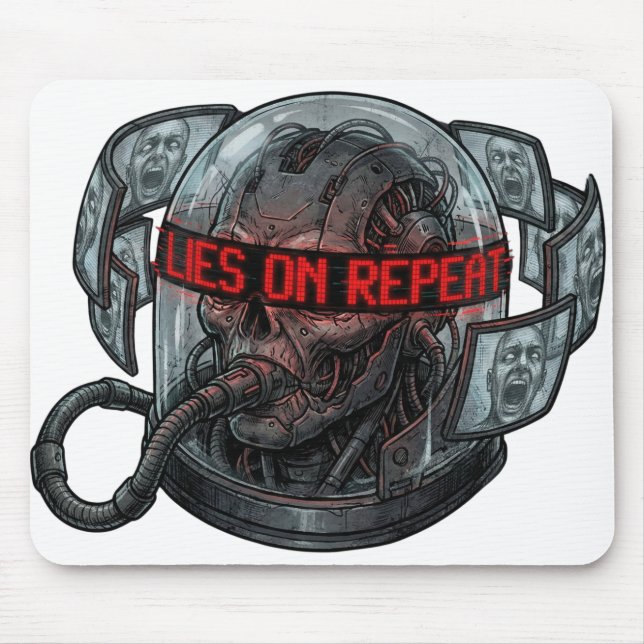 Lies On Repeat – Dystopian Propaganda Brainwash Mouse Mat (Front)