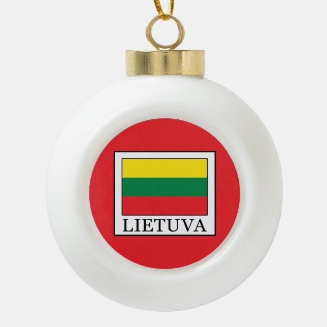 Lietuva Ceramic Ball Christmas Ornament (Front)