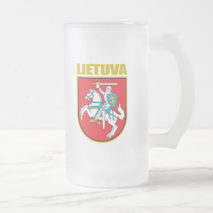 Lietuva (Lithuania) COA Frosted Glass Beer Mug