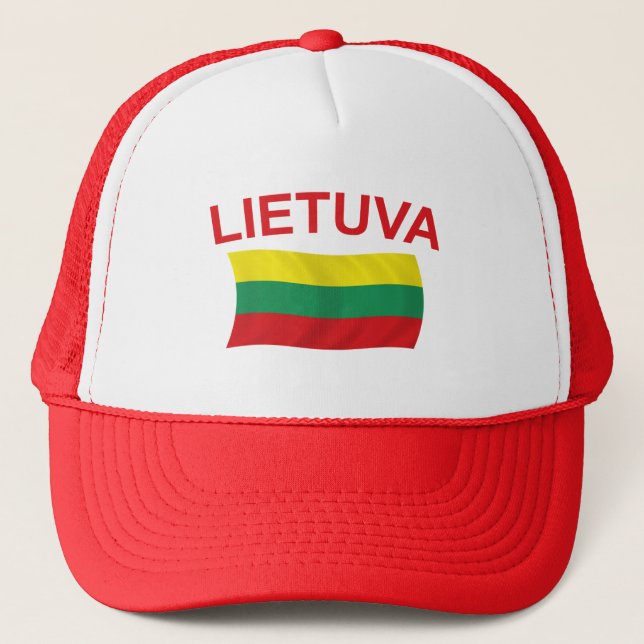 Lietuva (Lithuania) Red Ltrs Trucker Hat (Front)