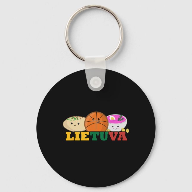 Lietuva Lithuania Sketll Cold Pink Soup Lithuanian Key Ring (Front)