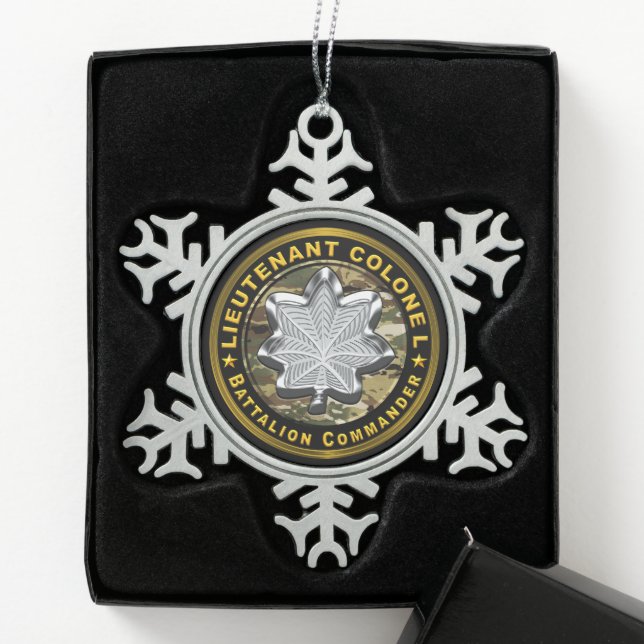 Lieutenant Colonel Battalion Commander Snowflake Pewter Christmas Ornament (Box)