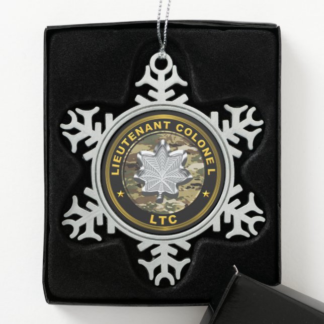 Lieutenant Colonel LTC Snowflake Pewter Christmas Ornament (Box)