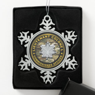 Lieutenant Colonel  Snowflake Pewter Christmas Ornament