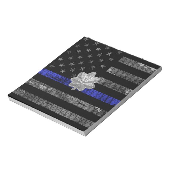Lieutenant Colonel Thin Blue Line Distressed Flag Notepad (Rotated)