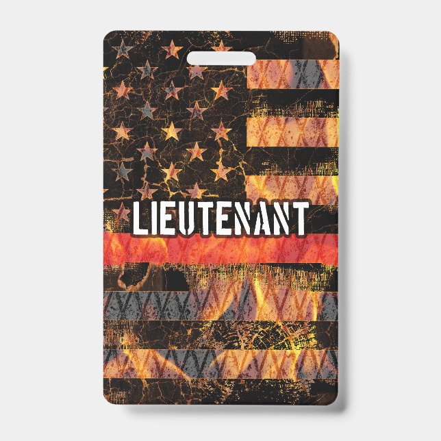 Lieutenant Firefighter Flag ID Badge (Front)