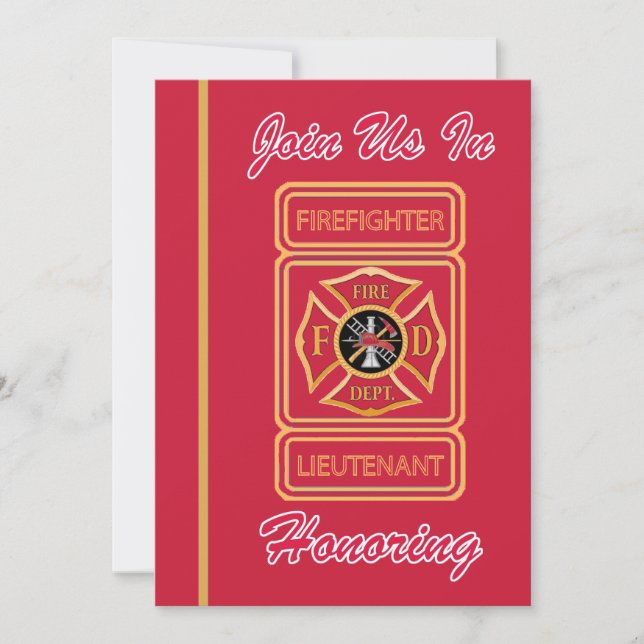 Lieutenant Firefighter Retirement Invitation (Front)