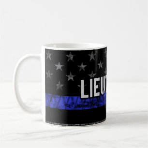 Lieutenant Thin Blue Line Distressed Flag Coffee Mug