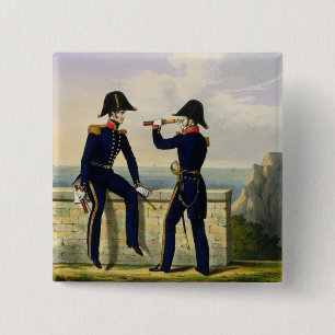 Lieutenants, plate 1 from 'Costume of the Royal Na 15 Cm Square Badge