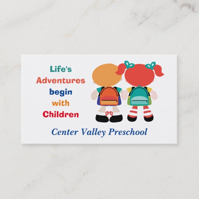 Life Adventure with Children Preschool Business Card (Front)