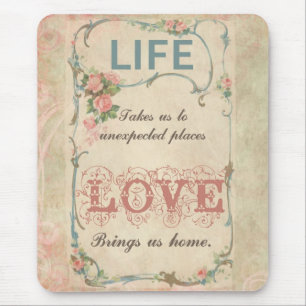 Life and Love on an Antique French Label Mouse Mat