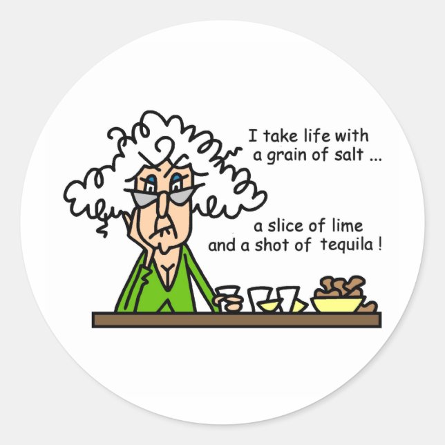 Life and Tequila Humour Classic Round Sticker (Front)