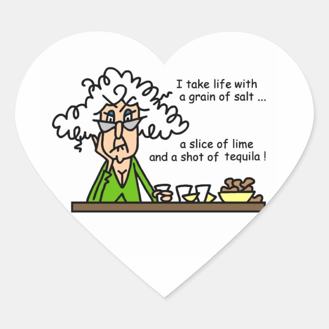 Life and Tequila Humour Heart Sticker (Front)
