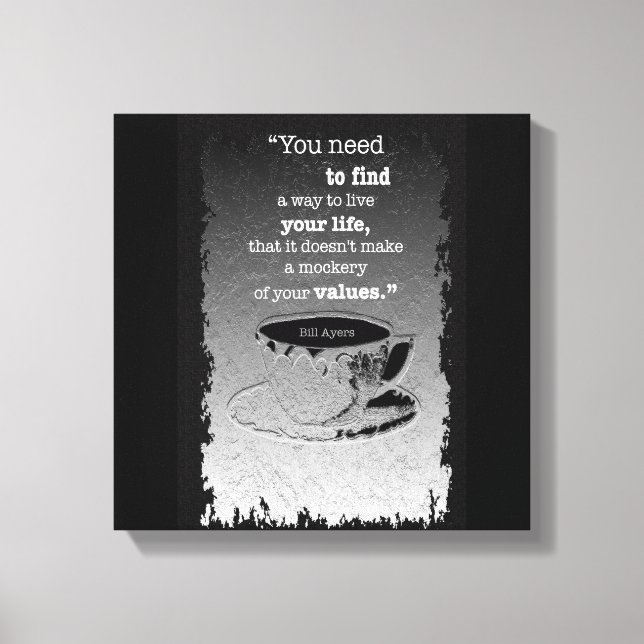 Life and Values, Illustrated Existentialism quote Canvas Print (Front)