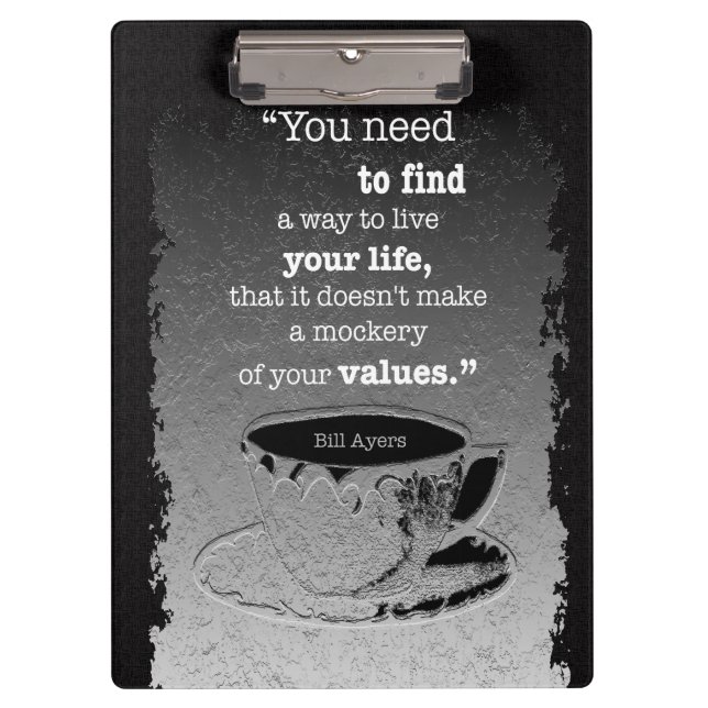 Life and Values, Illustrated Existentialism quote Clipboard (Front)