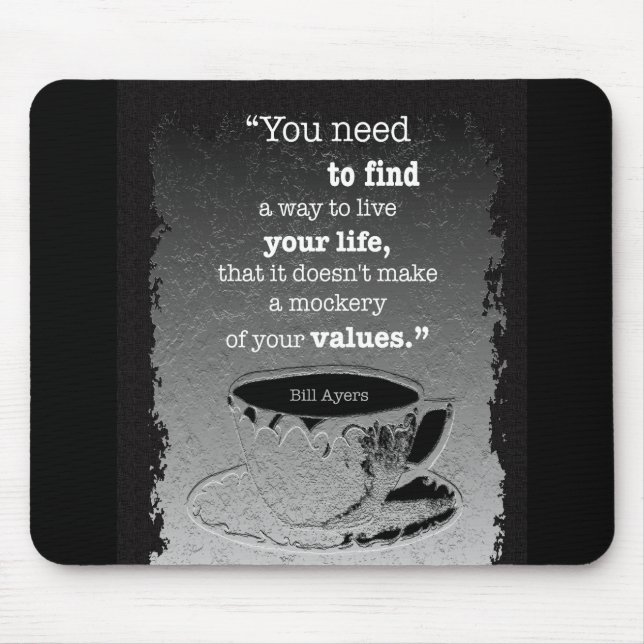 Life and Values, Illustrated Existentialism quote Mouse Mat (Front)