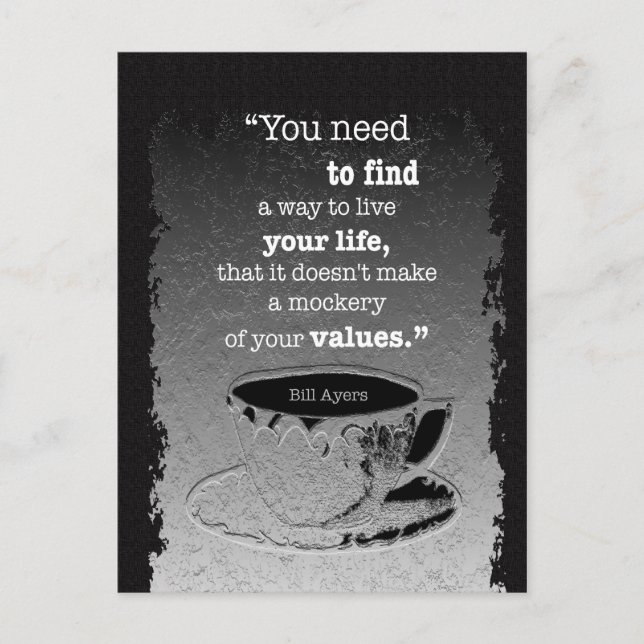 Life and Values, Illustrated Existentialism quote Postcard (Front)