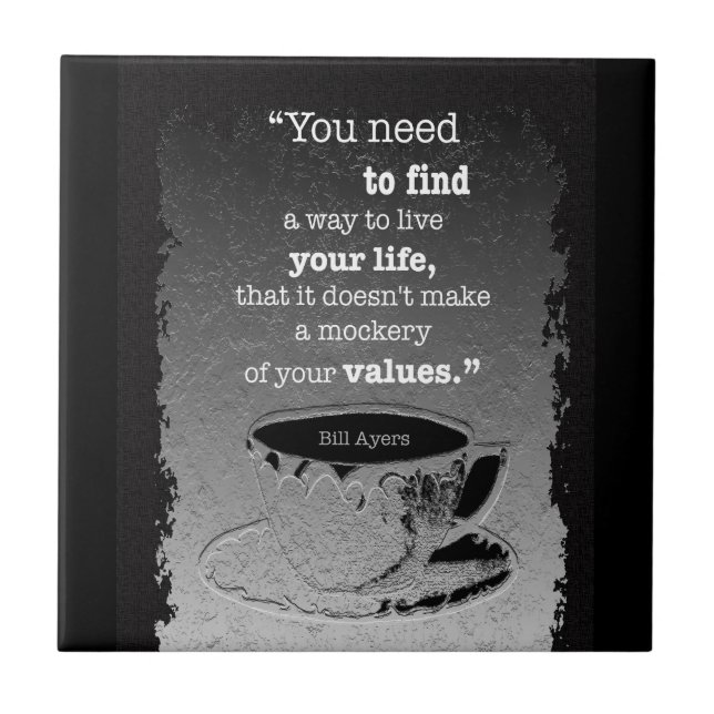 Life and Values, Illustrated Existentialism quote Tile (Front)