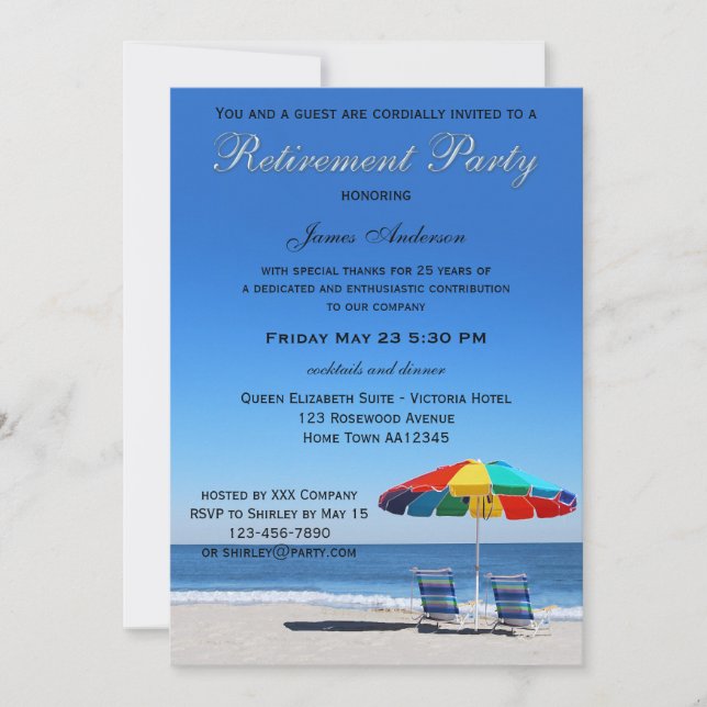 Life as a Beach Retirement Party Invitation (Front)