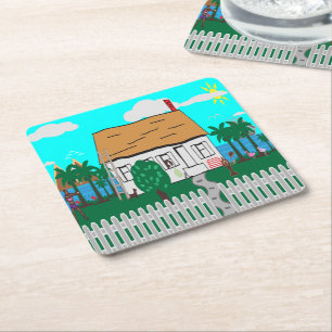 Life At The Beach Square Paper Coaster