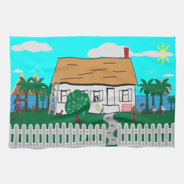 Life At The Beach Tea Towel (Horizontal)