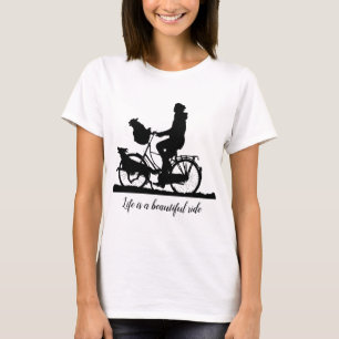 Life Beautiful Ride Quote Bike with Cute Dogs T-Shirt