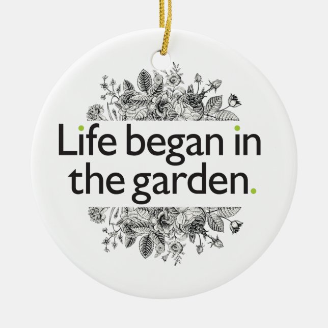 Life Began in the Garden Ceramic Tree Decoration (Front)