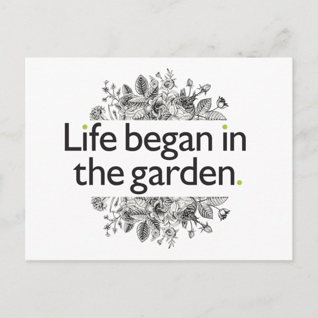 Life Began in the Garden Postcard (Front)