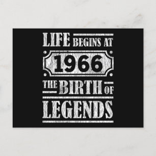 Life Begins 1966 The Birth Of Legend 55th Birthday Postcard