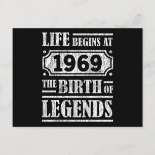 Life Begins 1969 The Birth Of Legend 53rd Birthday Postcard