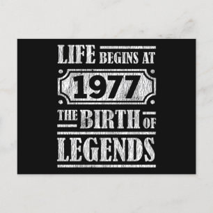 Life Begins 1977 The Birth Of Legend 44th Birthday Postcard