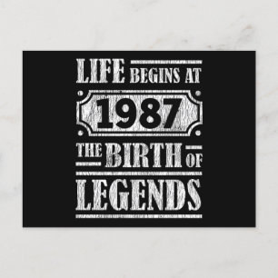 Life Begins 1987 The Birth Of Legend 35th Birthday Postcard