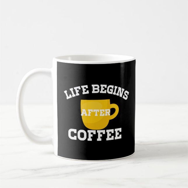 Life begins after coffee Basic Dark Mug (Left)