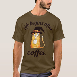 Life Begins After Coffee Cat Breakfast Gift T-Shirt