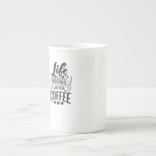 Life Begins After Coffee – Coffee Lover Quote Desi Bone China Mug