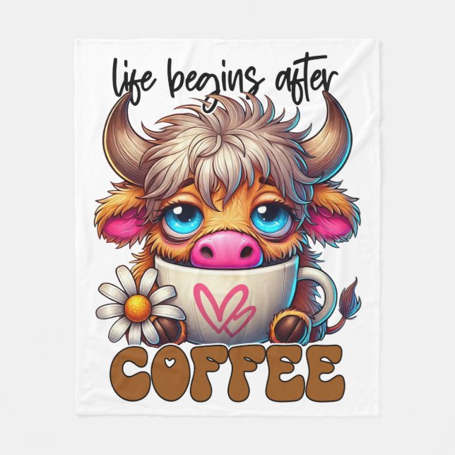 Life Begins After Coffee  Fleece Blanket (Front)