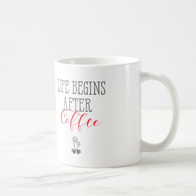 Life Begins after Coffee - Fun Coffee Quotes Mug (Right)