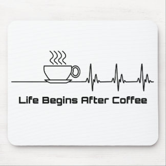 Life Begins After Coffee Heartbeat Mouse Mat