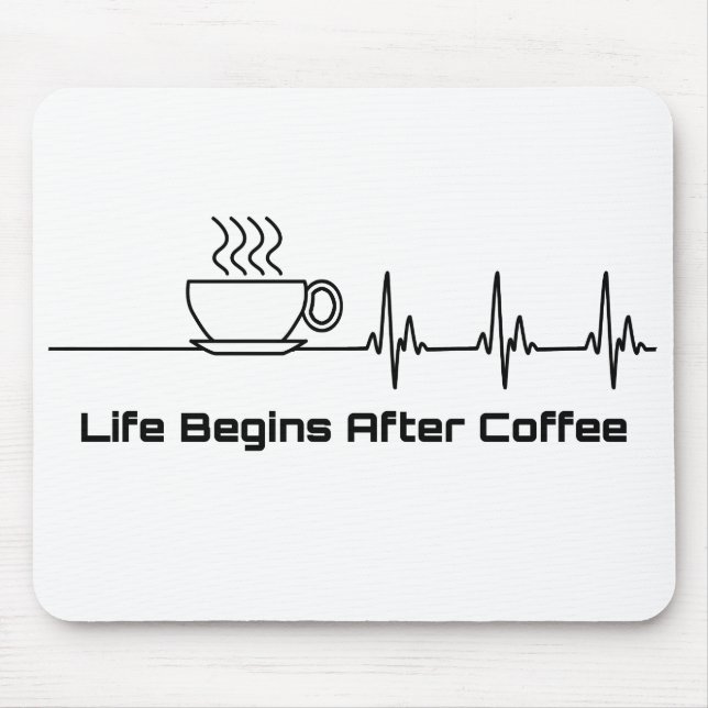 Life Begins After Coffee Heartbeat Mouse Mat (Front)